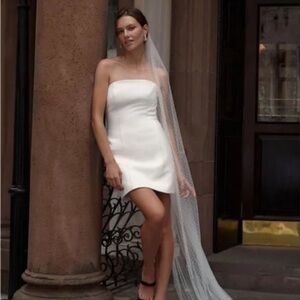 NWT Watters Strapless Ballad Crepe Mini Dress 8